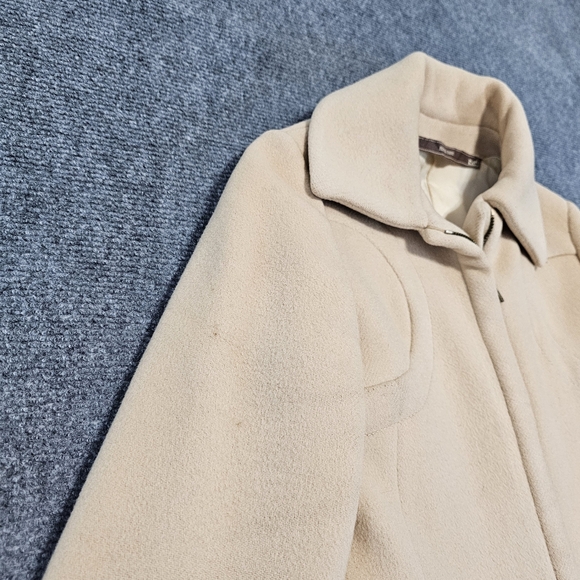 VTG HERMES Authentic WOMEN'S Tan Long Chester Coat 100% Wool Size XS Full Zip - Picture 7 of 16